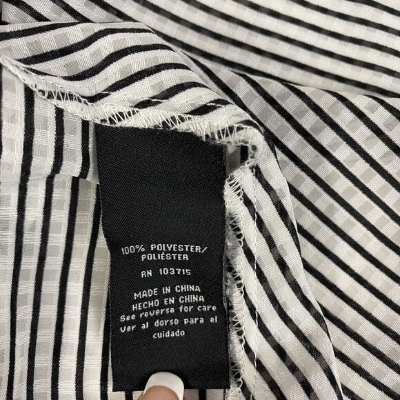 Zac & Rachel Top Womens 1X Blue White Stripe Ruffle Front Tie Nautical Coastal - Picture 9 of 12